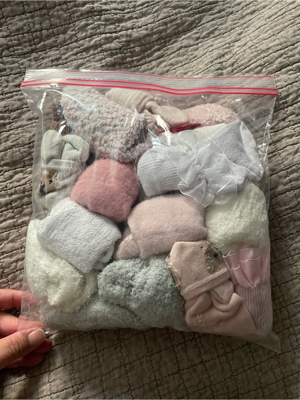 Assorted Cozy Baby/Toddler Socks and Booties - Pastel Pink, Cream, White, Gray